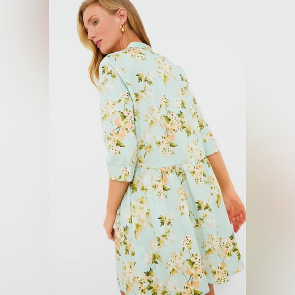 Tuckernuck Aqua Watercolor Royal Shirt Dress Small - Picture 2 of 10